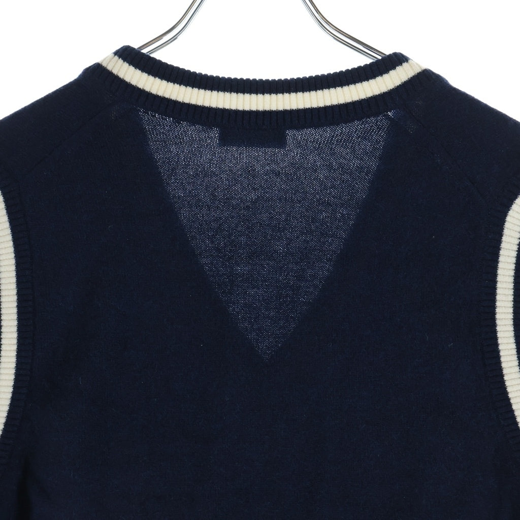 DIOR(ディオール) ×AIR JORDAN SLEEVELESS SWEATER 033M606AT143 ×エアジョーダン ロゴ刺繍 Vネック カシミヤニットベスト ネイビー