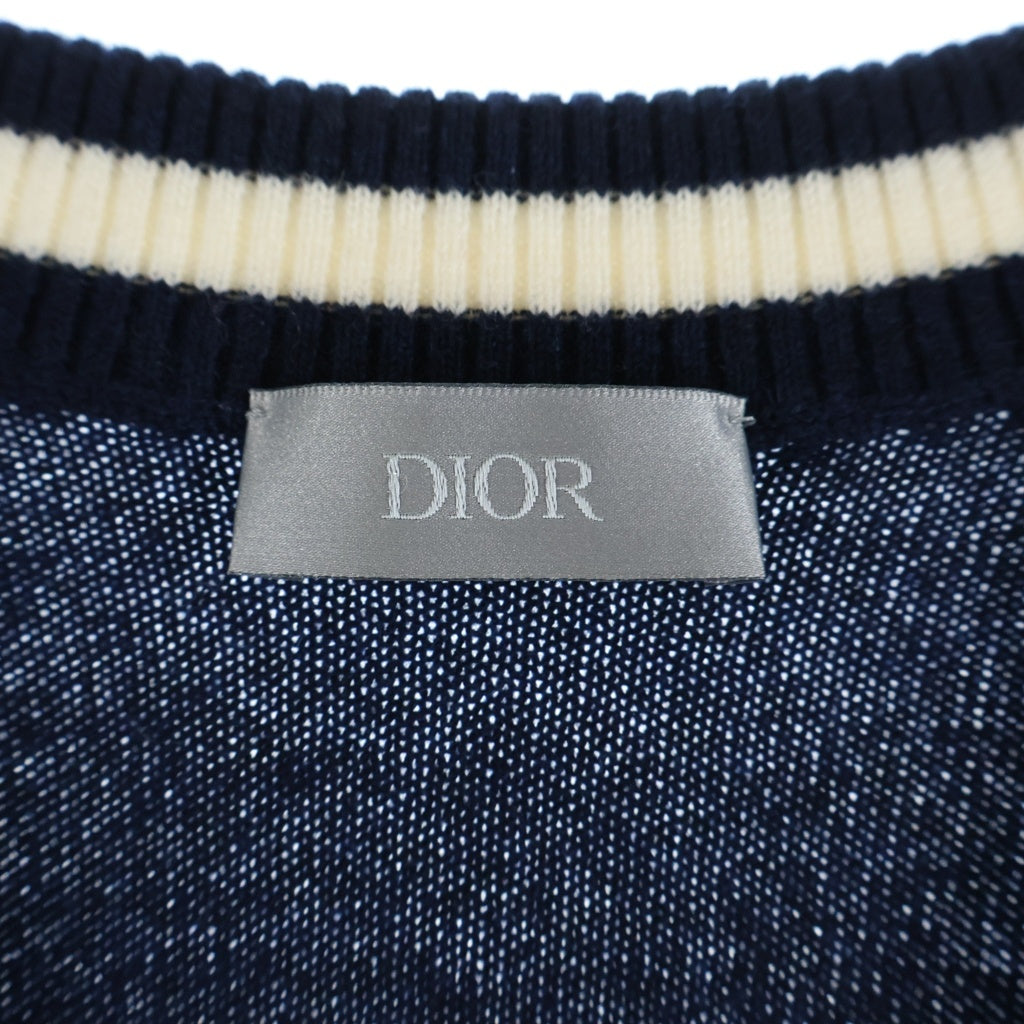 DIOR(ディオール) ×AIR JORDAN SLEEVELESS SWEATER 033M606AT143 ×エアジョーダン ロゴ刺繍 Vネック カシミヤニットベスト ネイビー