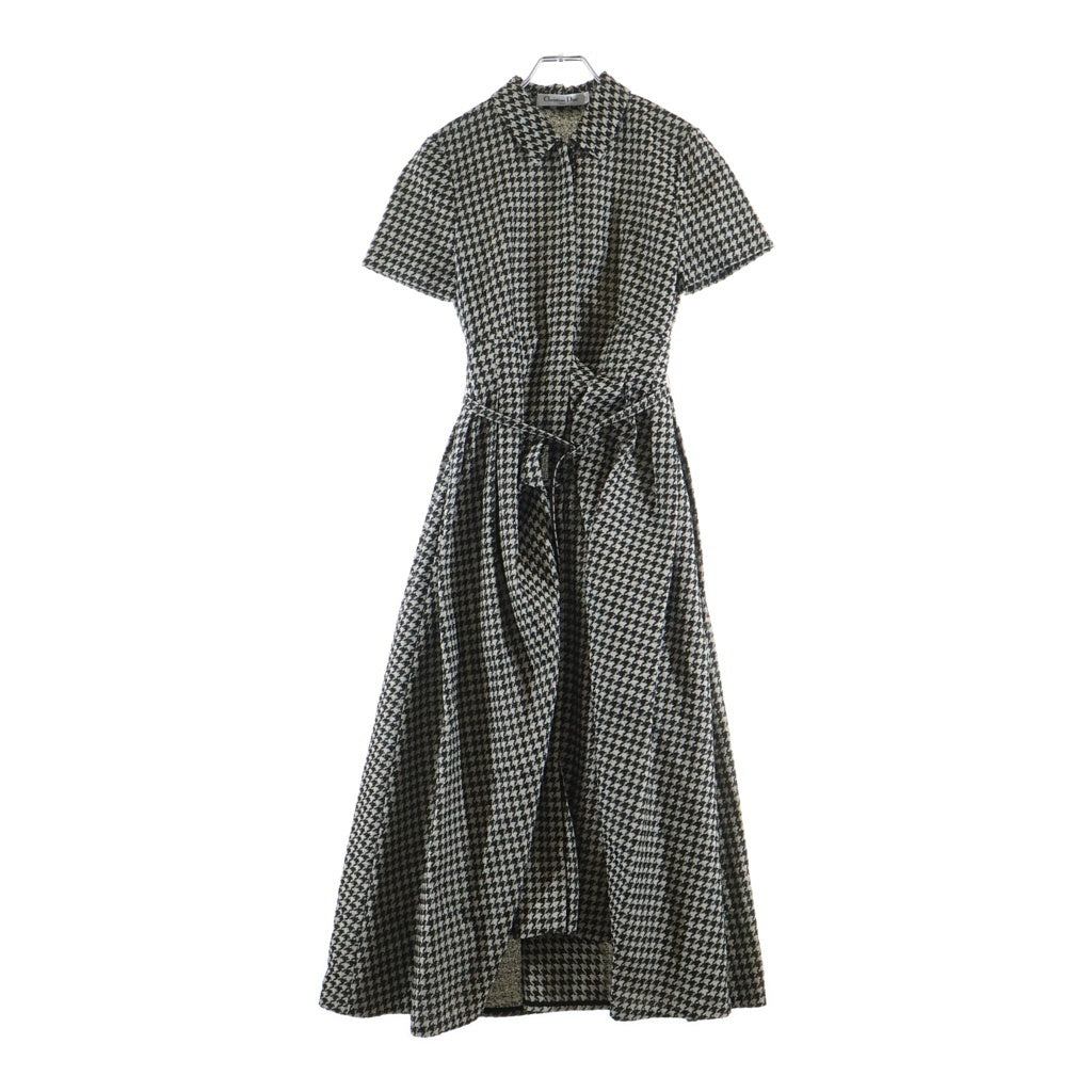 Christian Dior(クリスチャンディオール) ハウンドトゥース コットンシルク ワンピース ドレス レディース 211R15A7801 ブラック/ホワイト