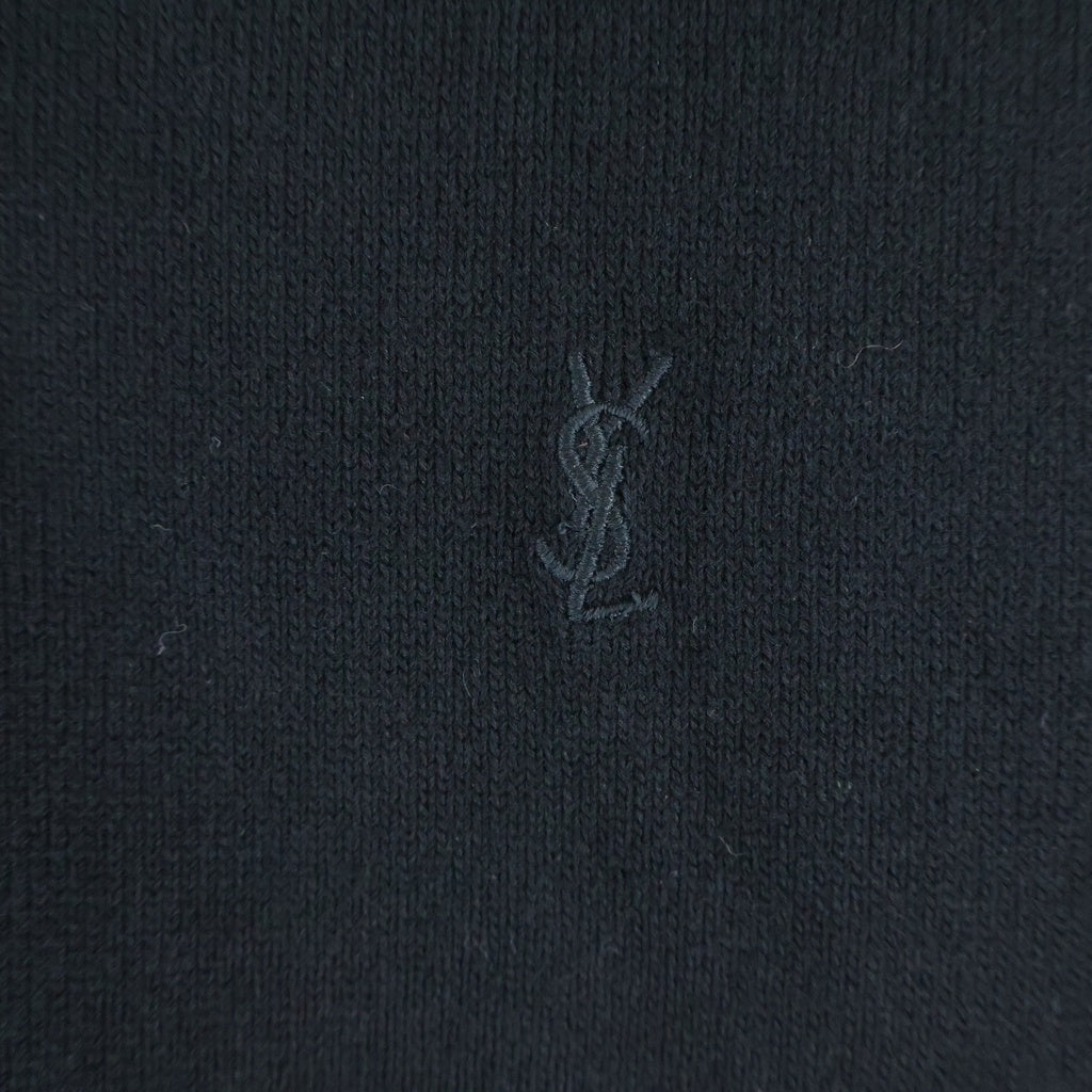 SAINT LAURENT PARIS(サンローランパリ) ロゴ刺繍 ノースリーブ ポロ ニット レディース 690763 YA2IC ブラック