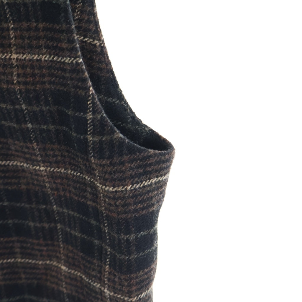 CELINE(セリーヌ) 21AW フランネルチェック クロップド ノースリーブトップ ベスト ジレ ブラウン レディース