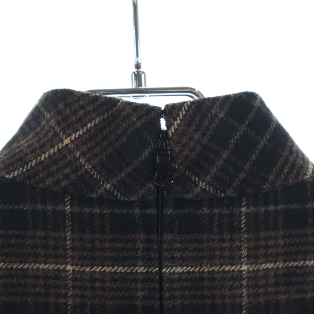 CELINE(セリーヌ) 21AW フランネルチェック クロップド ノースリーブトップ ベスト ジレ ブラウン レディース