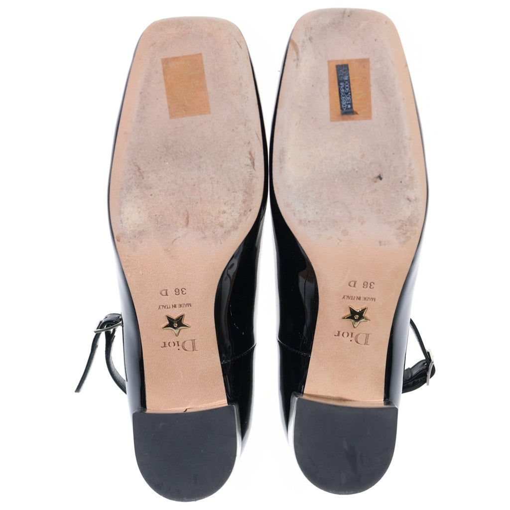 Christian Dior(クリスチャンディオール) スクエアトゥ パテントレザー ヒールパンプス レディース ブラック