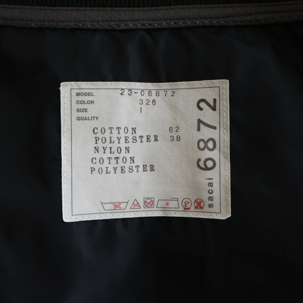 Sacai(サカイ) 23AW Sponge Sweat Hoodie 23-06872 スポンジスウェットジップアップパーカー レディース グレー