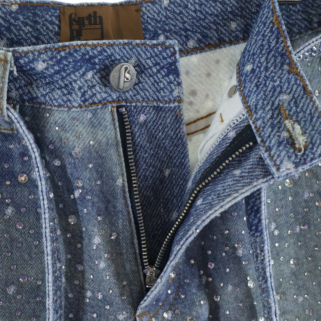 BIRTH OF ROYAL CHILD(バースオブロイヤルチャイルド) 20K Swarovski Diamond Pants スパンコール装飾 デニムパンツ インディゴ