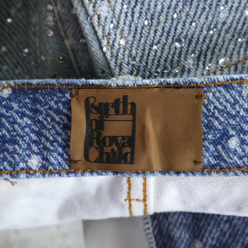 BIRTH OF ROYAL CHILD(バースオブロイヤルチャイルド) 20K Swarovski Diamond Pants スパンコール装飾 デニムパンツ インディゴ