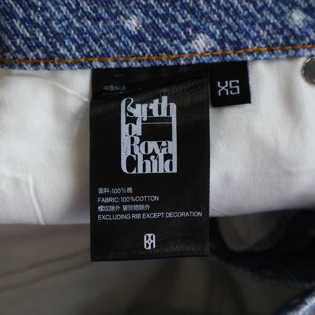 BIRTH OF ROYAL CHILD(バースオブロイヤルチャイルド) 20K Swarovski Diamond Pants スパンコール装飾 デニムパンツ インディゴ