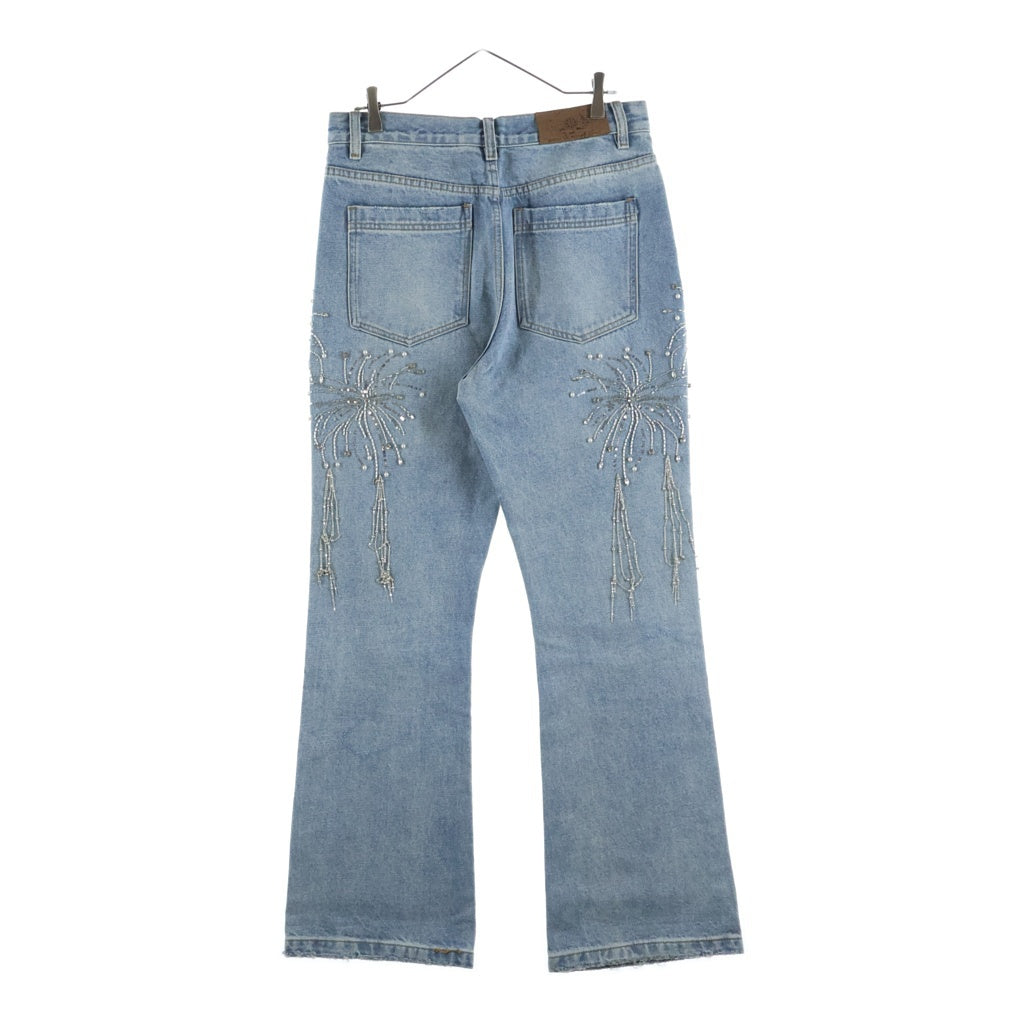 BIRTH OF ROYAL CHILD(バースオブロイヤルチャイルド) Fireworks Washed Denim スパンコール装飾 デニムパンツ インディゴ