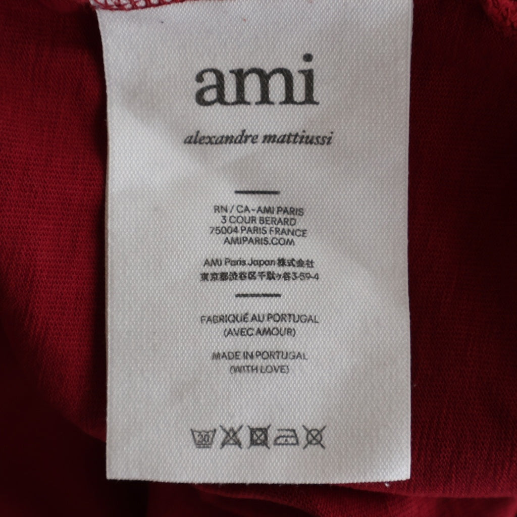 AMI Alexandre Mattiussi(アミアレクサンドルマテュッシ) T-Shirt ハートロゴ刺繍 半袖Tシャツ レッド UTS002.726