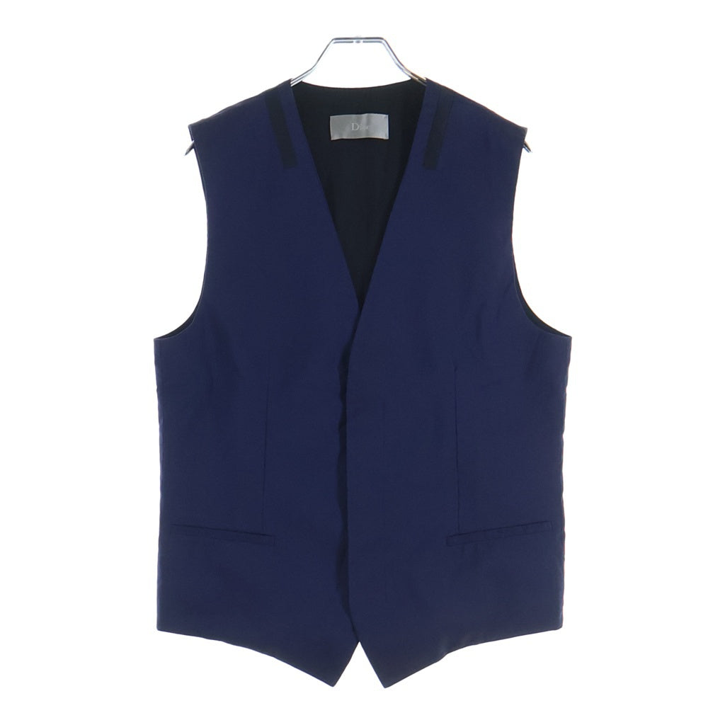 Dior HOMME(ディオールオム) 15SS サテンライン切替ノーカラー比翼ジレベスト ネイビー 563C604S3300