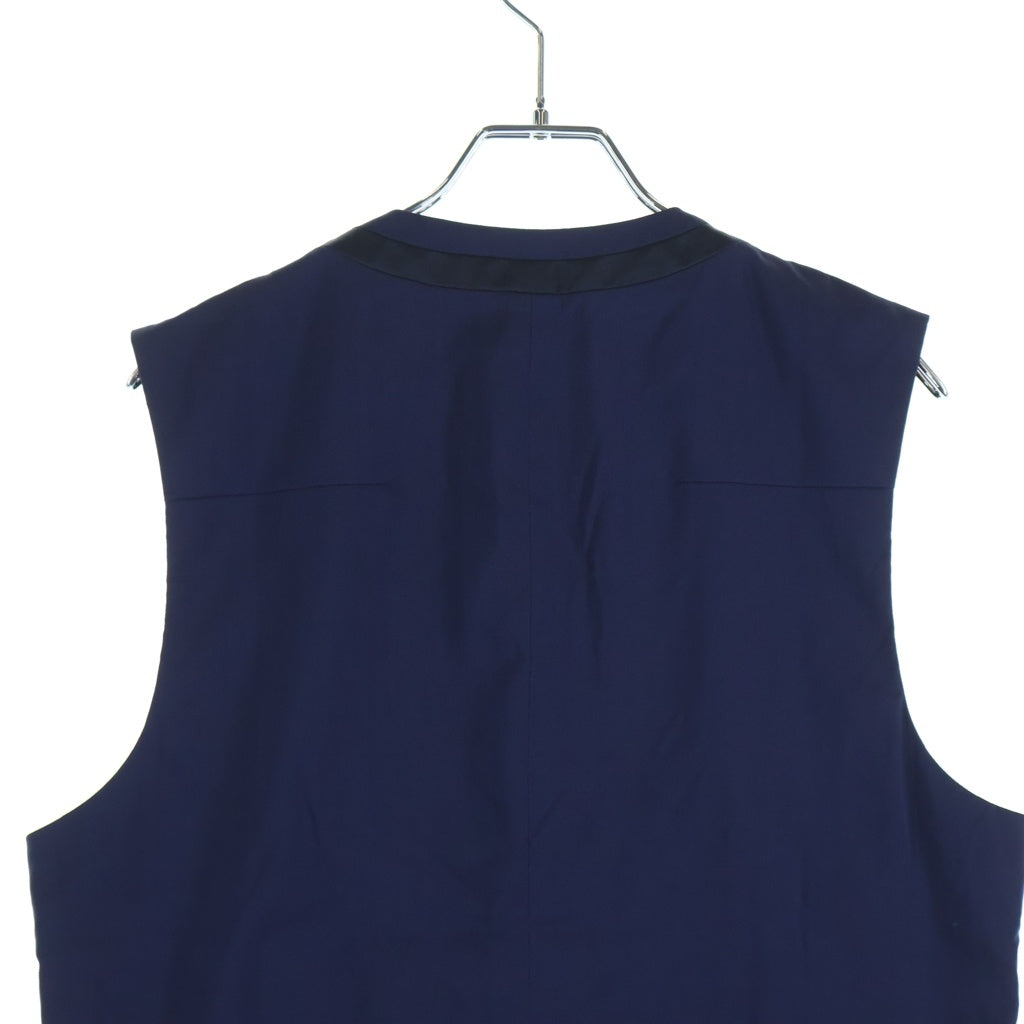 Dior HOMME(ディオールオム) 15SS サテンライン切替ノーカラー比翼ジレベスト ネイビー 563C604S3300