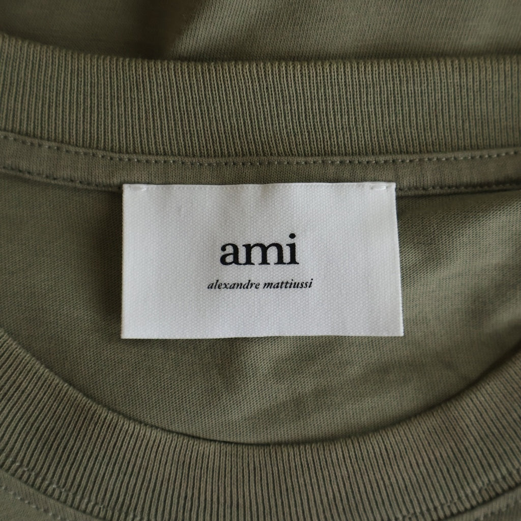 AMI Alexandre Mattiussi(アミアレクサンドルマテュッシ) T-Shirt ロゴ刺繍 半袖Tシャツ ベージュ UTS003.724