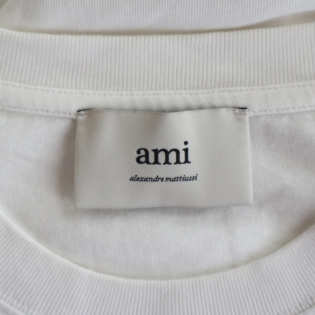 AMI Alexandre Mattiussi(アミアレクサンドルマテュッシ) T-Shirt ハートロゴ刺繍 半袖Tシャツ ホワイト UTS360.701