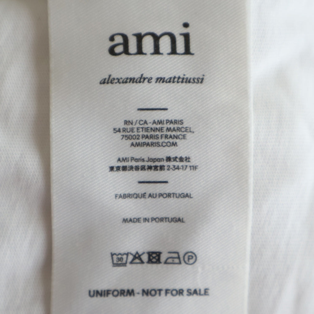 AMI Alexandre Mattiussi(アミアレクサンドルマテュッシ) T-Shirt ハートロゴ刺繍 半袖Tシャツ ホワイト UTS360.701