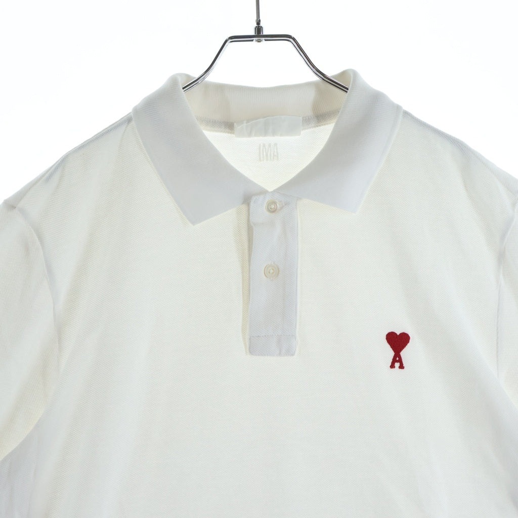 AMI Alexandre Mattiussi(アミアレクサンドルマテュッシ) Polo Shirt ハートロゴ刺繍 半袖ポロシャツ ホワイト BFHJ207.760