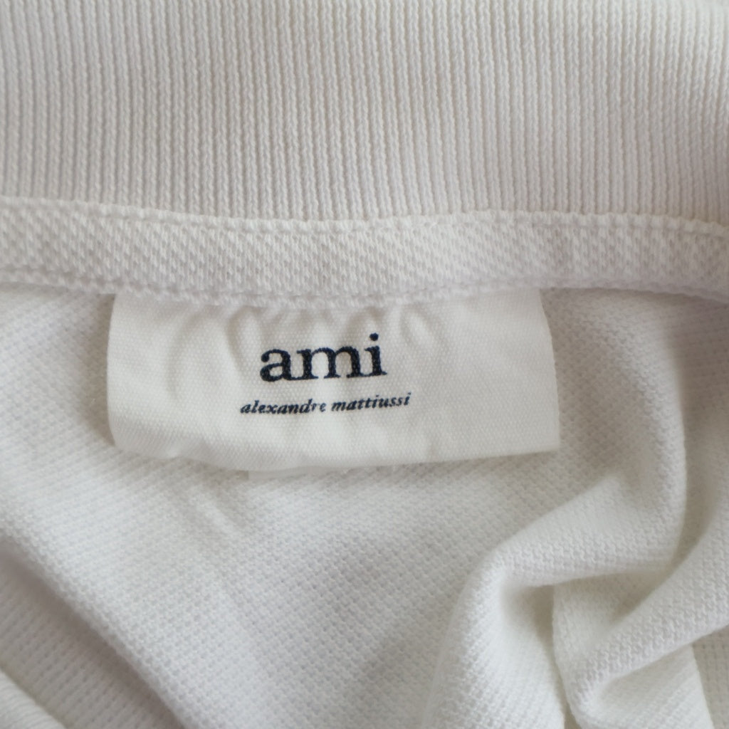 AMI Alexandre Mattiussi(アミアレクサンドルマテュッシ) Polo Shirt ハートロゴ刺繍 半袖ポロシャツ ホワイト BFHJ207.760