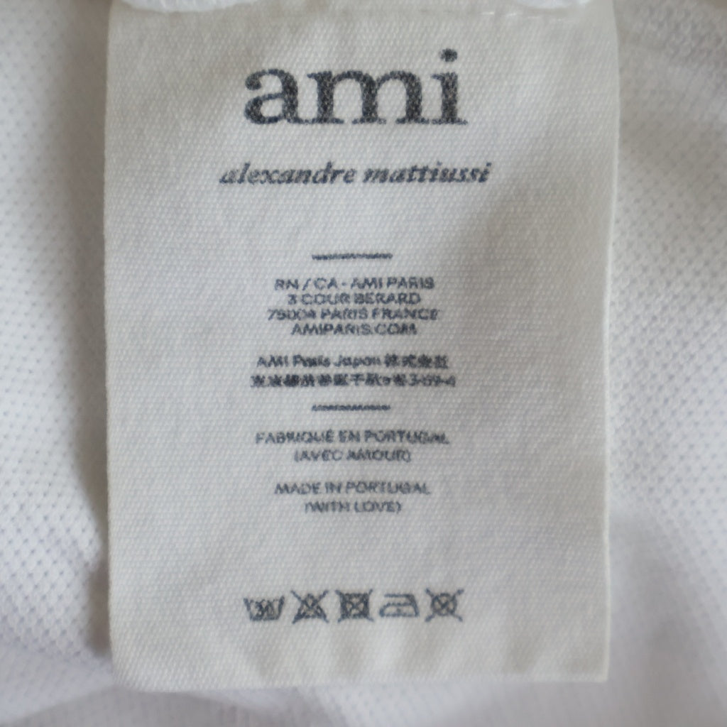 AMI Alexandre Mattiussi(アミアレクサンドルマテュッシ) Polo Shirt ハートロゴ刺繍 半袖ポロシャツ ホワイト BFHJ207.760