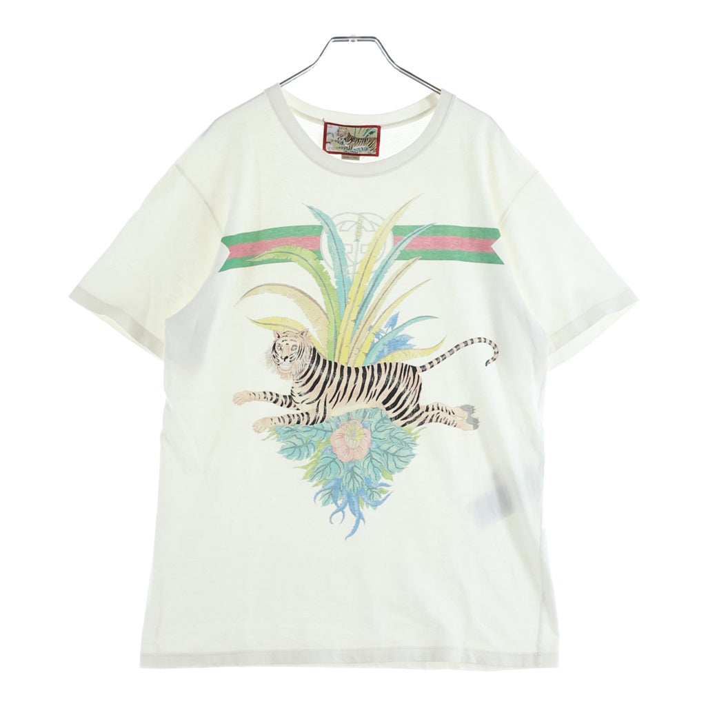 GUCCI(グッチ) 22SS Tiger T-Shirt タイガープリント 半袖Tシャツ ホワイト 548334 XJD3W