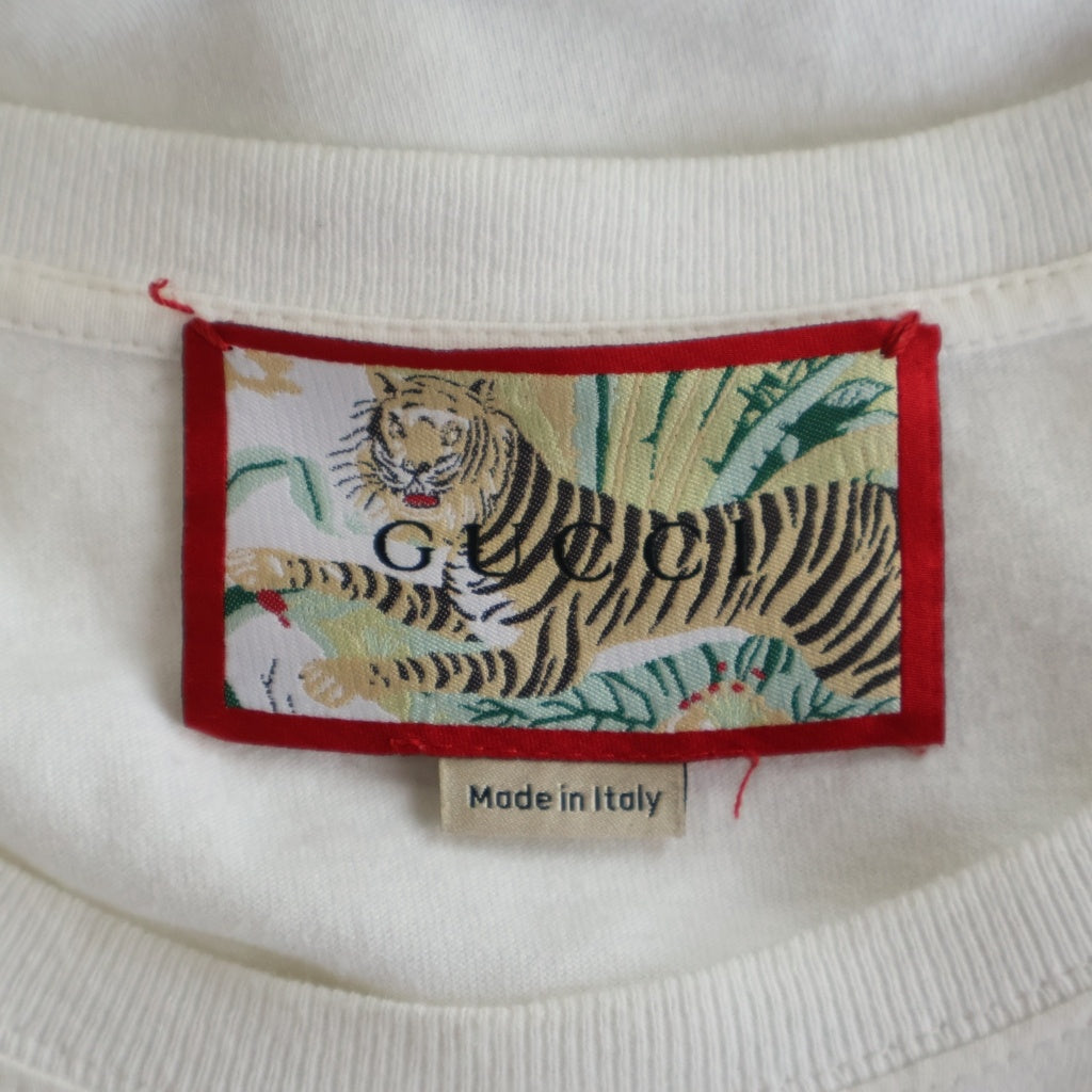 GUCCI(グッチ) 22SS Tiger T-Shirt タイガープリント 半袖Tシャツ ホワイト 548334 XJD3W