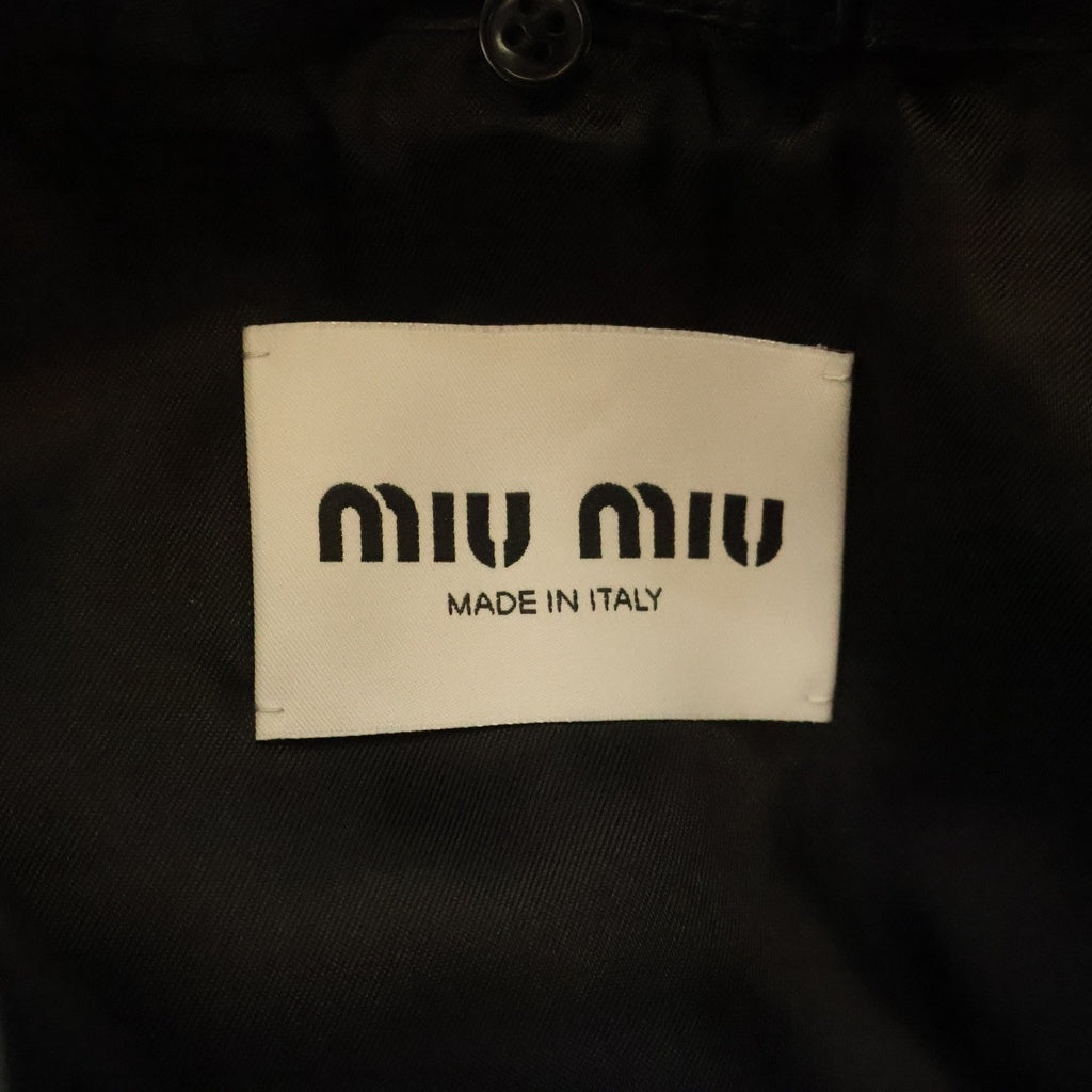 miumiu(ミュウミュウ) レースドッキング ナッパレザージャケット MPW024 S000 1966 ブラック レディース