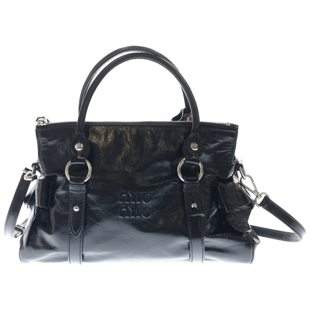 miumiu(ミュウミュウ) エンボスロゴ レザーショルダーバッグ 5BA331 ブラック レディース