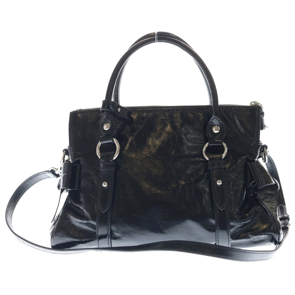 miumiu(ミュウミュウ) エンボスロゴ レザーショルダーバッグ 5BA331 ブラック レディース