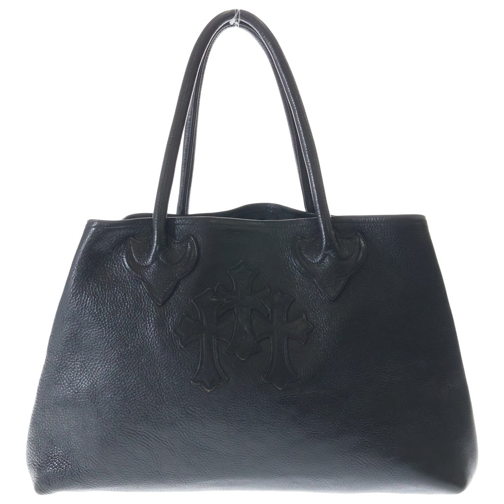 CHROME HEARTS(クロムハーツ) TOTE W SNP 3CEME セメタリークロスパッチ レザートートバッグ ブラック レディース