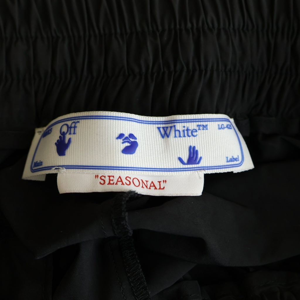 OFF-WHITE(オフホワイト) ロゴパッチ ワイドナイロンロングパンツ ブラック OMCA238F22FAB002
