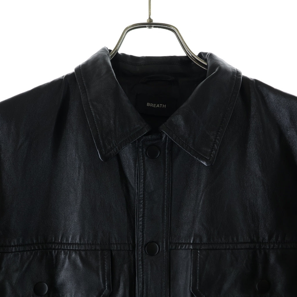 BREATH(ブレス) 23SS ラムレザー ロングスリーブ長袖シャツ BR23SS-O0001 ブラック