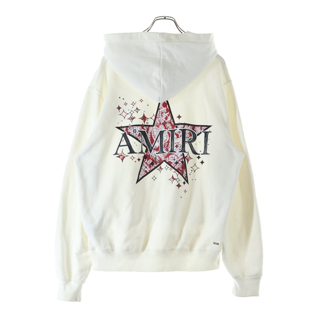 AMIRI(アミリ) ペイズリースタープリント プルオーバーフーディー パーカー ホワイト