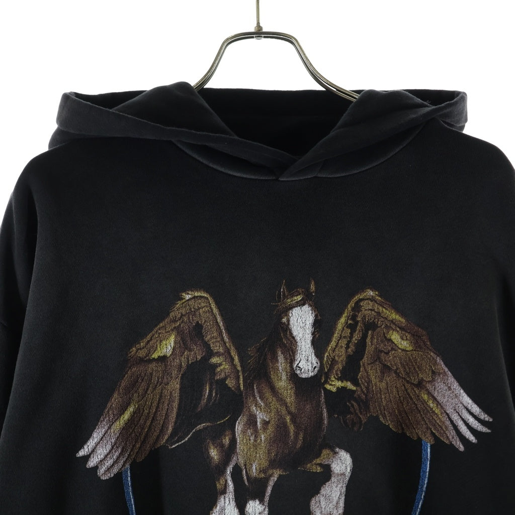 AMIRI(アミリ) PEGASUS HOODIE AMJYHD1080 ペガサスプリント プルオーバーフーディーパーカー ブラック