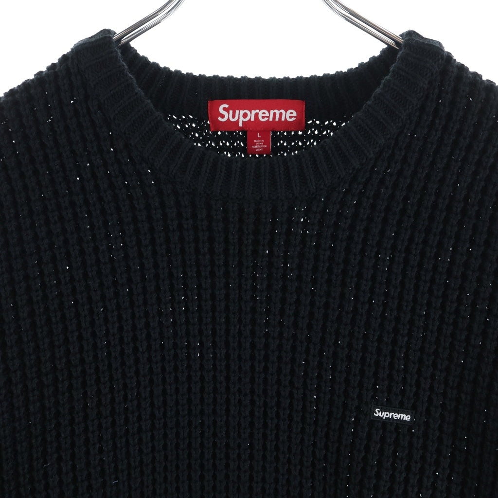SUPREME(シュプリーム) 26SS Waffle Small Box Sweater Black スモールボックスロゴ クルーネック ワッフルニットセーター ブラック