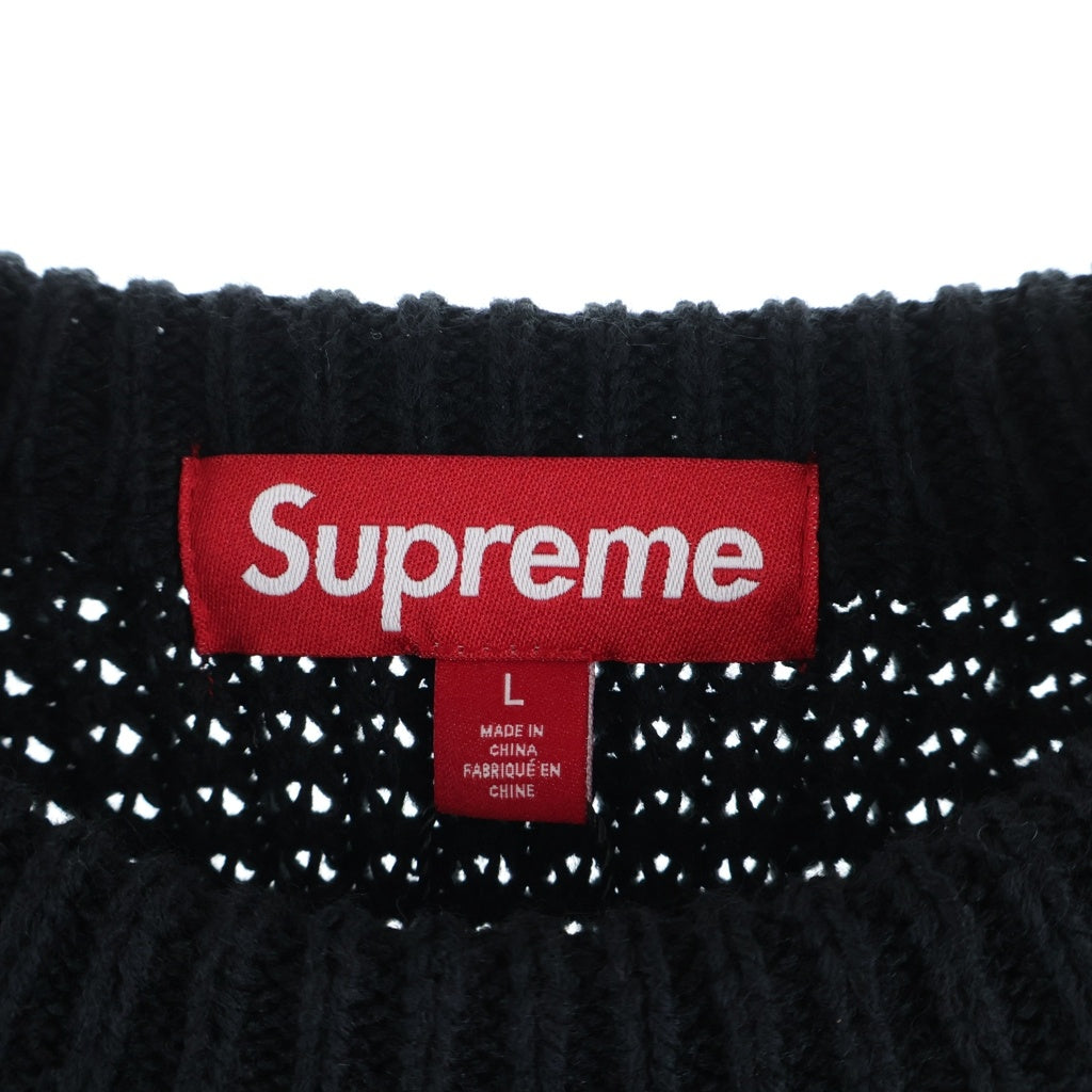 SUPREME(シュプリーム) 26SS Waffle Small Box Sweater Black スモールボックスロゴ クルーネック ワッフルニットセーター ブラック