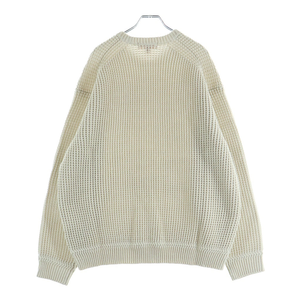 SUPREME(シュプリーム) 24AW Waffle Small Box Sweater Stone スモールボックスロゴ クルーネックワッフルニットセーター アイボリー
