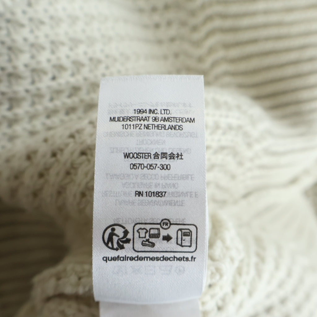 SUPREME(シュプリーム) 24AW Waffle Small Box Sweater Stone スモールボックスロゴ クルーネックワッフルニットセーター アイボリー
