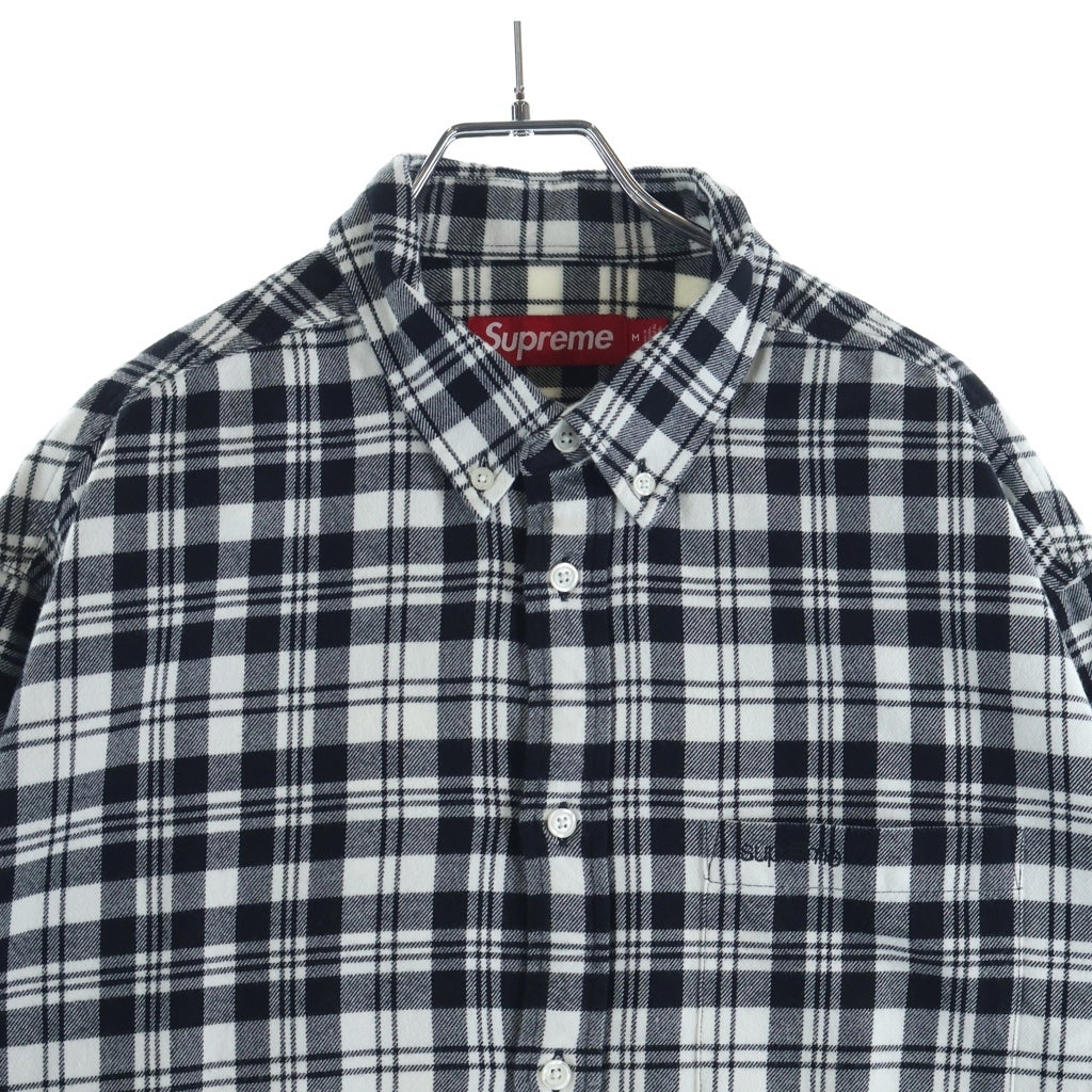 SUPREME(シュプリーム) 25AW Plaid Flannel Shirt White フランネルチェックシャツ 長袖シャツ ホワイト/ブラック