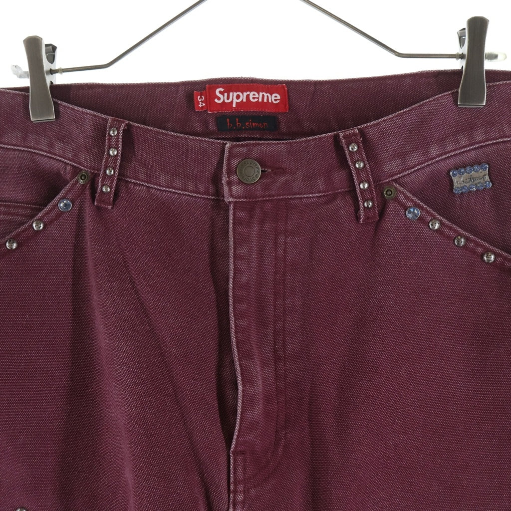 SUPREME(シュプリーム) 24AW B.B. Simon Studded Double Knee Painter Pant Burgundy B.B.サイモン スタッズ ダブルニー ペインターパンツ バーガンディ