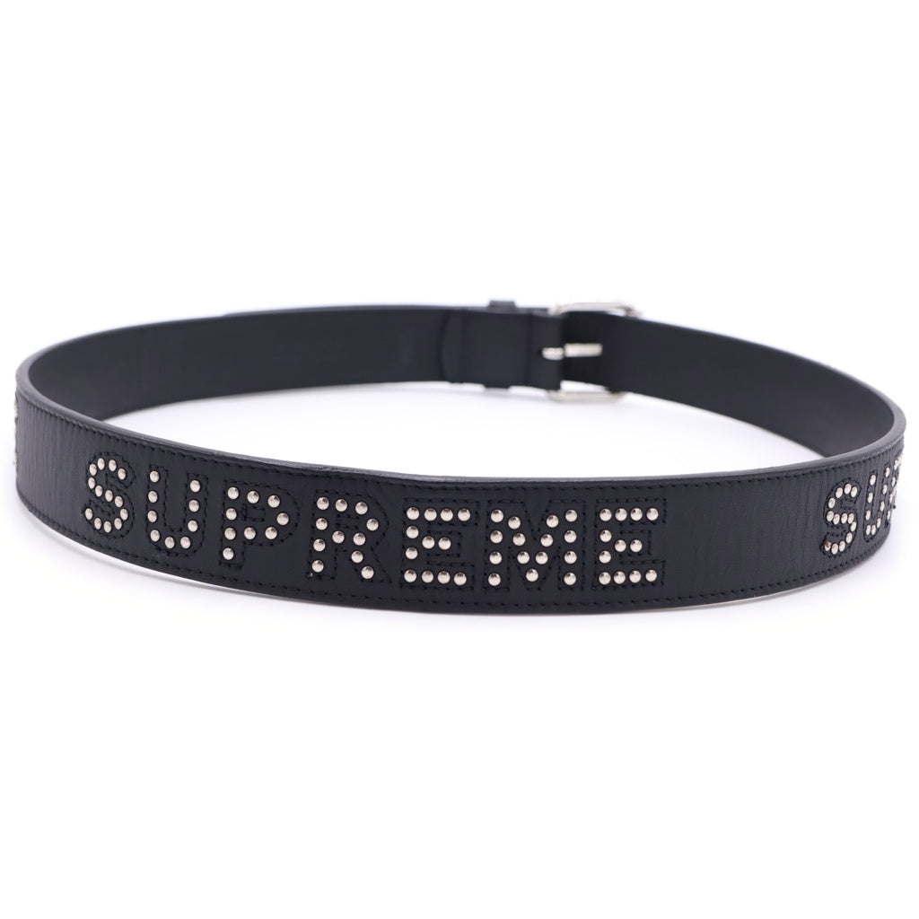 SUPREME(シュプリーム) 18SS Studded Logo Belt スタッズ レザーベルト ブラック