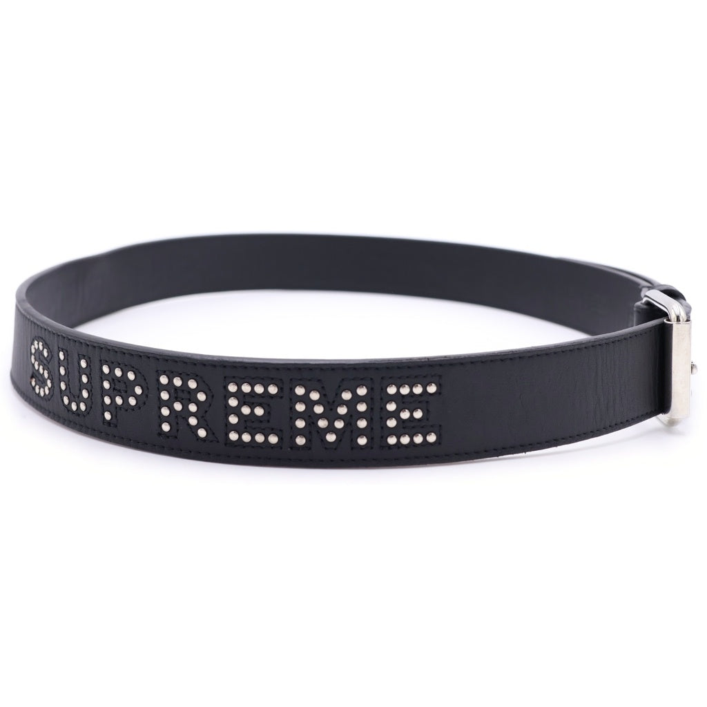 SUPREME(シュプリーム) 18SS Studded Logo Belt スタッズ レザーベルト ブラック
