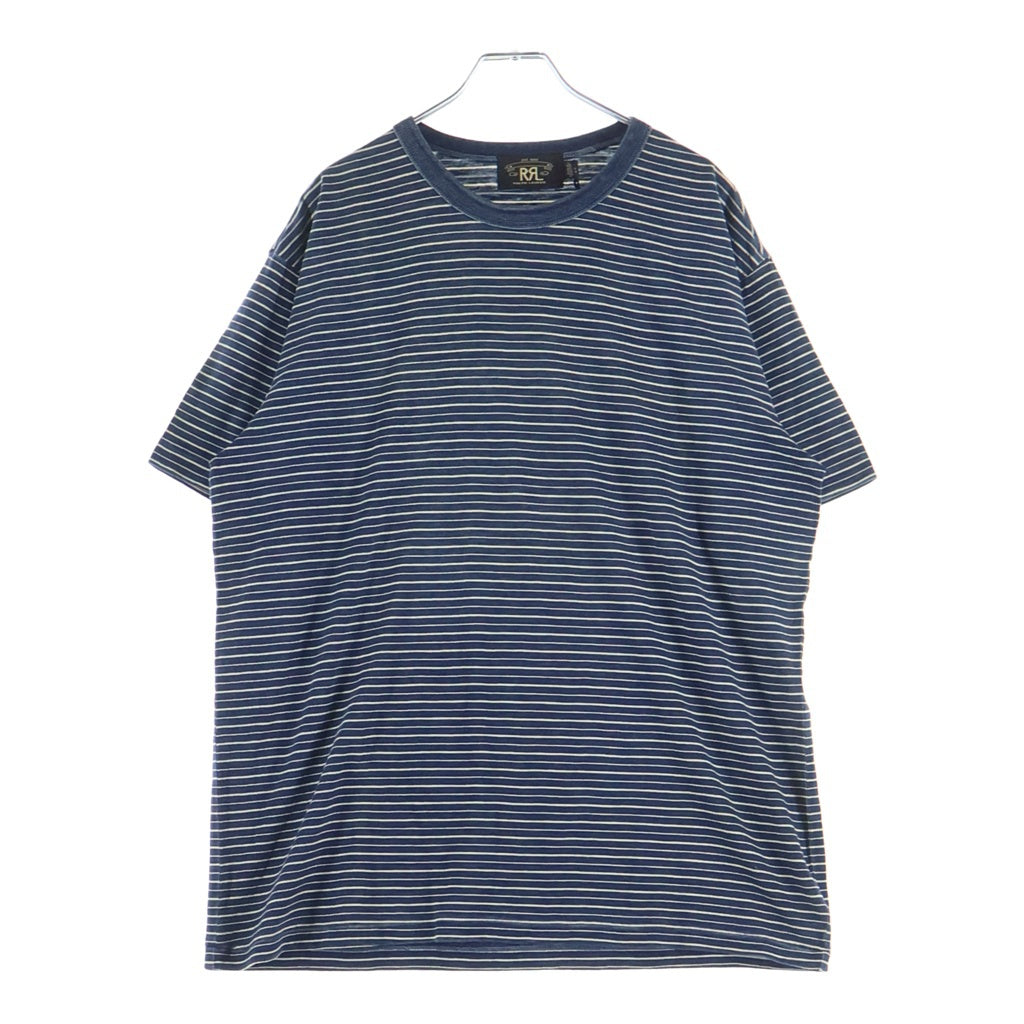 RRL(ダブルアールエル) Indigo Striped Jacquard Tee Indigo Multi インディゴ ストライプ ジャガード半袖Tシャツ ネイビー