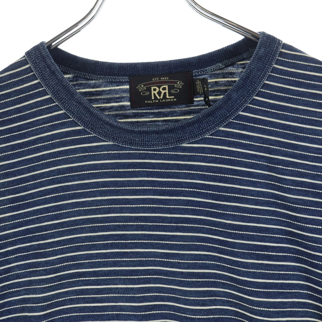 RRL(ダブルアールエル) Indigo Striped Jacquard Tee Indigo Multi インディゴ ストライプ ジャガード半袖Tシャツ ネイビー