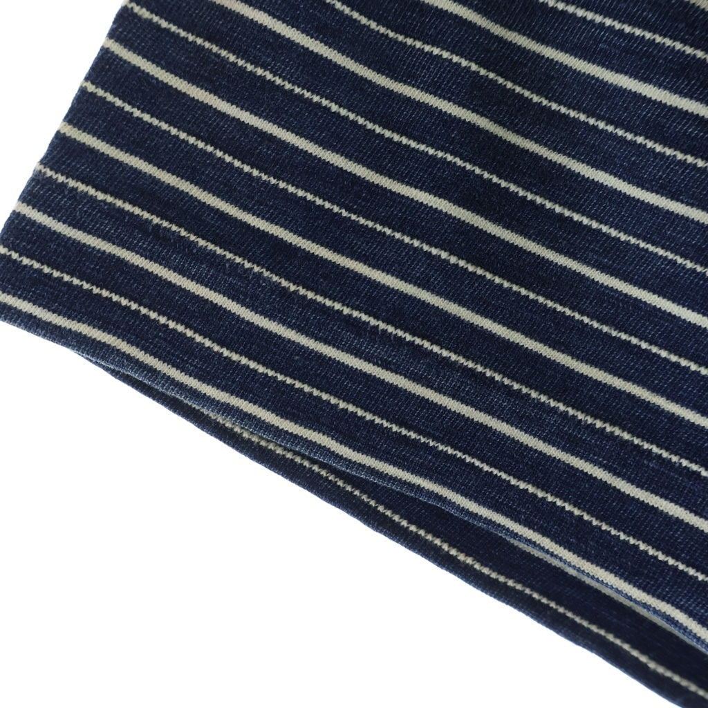 RRL(ダブルアールエル) Indigo Striped Jacquard Tee Indigo Multi インディゴ ストライプ ジャガード半袖Tシャツ ネイビー