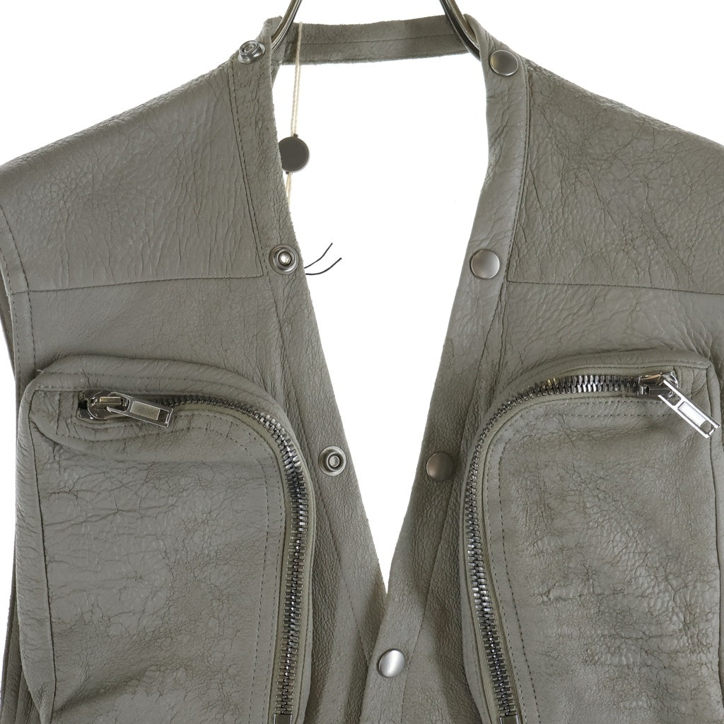 Rick Owens リックオウエンス 24AW Cargo Vest ラムレザー カーゴベスト ベージュ RU02D6767-LBA Rick Owens(リックオウエンス) 24AW Cargo Vest ラムレザー カーゴ