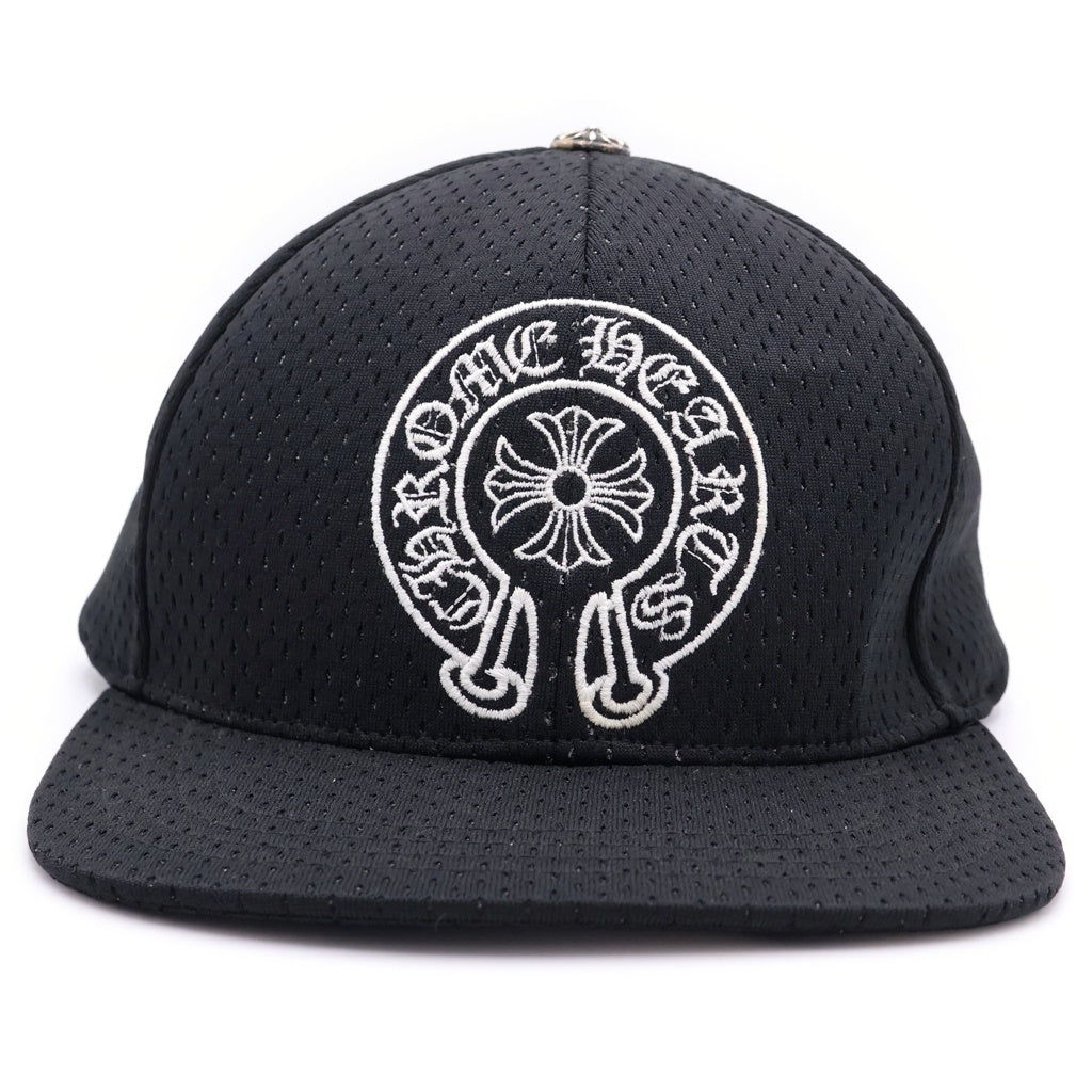CHROME HEARTS(クロムハーツ) MESH CAP ホースシュー刺繍 スクロールラベル メッシュキャップ 帽子 ブラック
