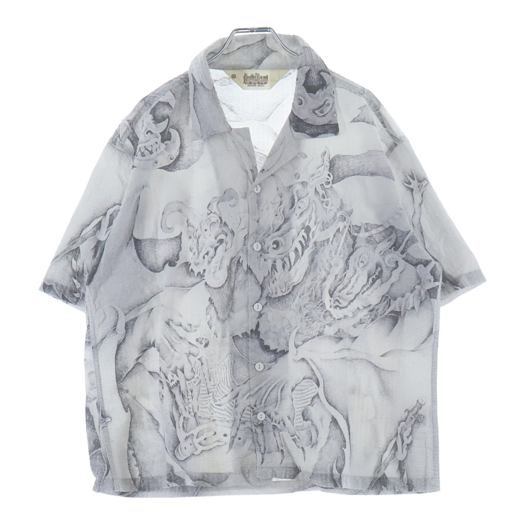 BRAIN-DEAD(ブレインデッド) 25SS DRAGONSPEAKER S/S SHIRT ドラゴンスピーカー オープンカラー 開襟半袖シャツ グレー