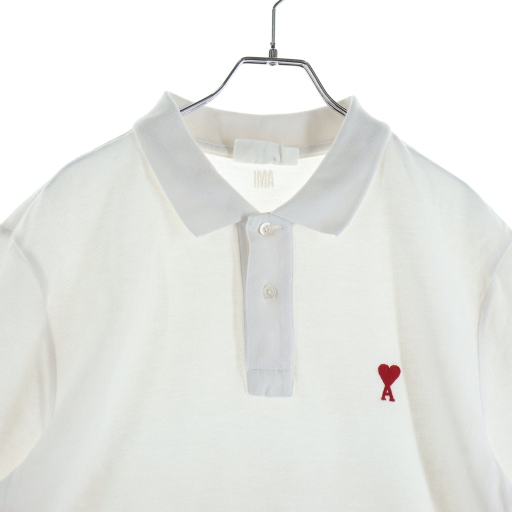 AMI Alexandre Mattiussi(アミアレクサンドルマテュッシ) Polo Shirt ハートロゴ 半袖ポロシャツ ホワイト BFHJ207.760