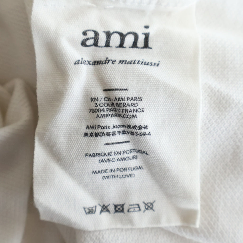 AMI Alexandre Mattiussi(アミアレクサンドルマテュッシ) Polo Shirt ハートロゴ 半袖ポロシャツ ホワイト BFHJ207.760