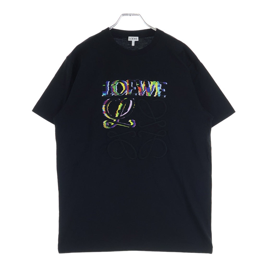 LOEWE(ロエベ) T-Shirt グリッチ アナグラムロゴ刺繍 半袖Tシャツ ブラック H526Y22J61