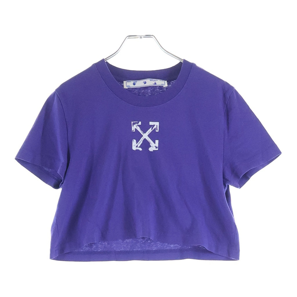OFF-WHITE(オフホワイト) 20SS Arrows Logo Cropped Top クロップド半袖Tシャツ ブルー レディース OWAA081S20JER001