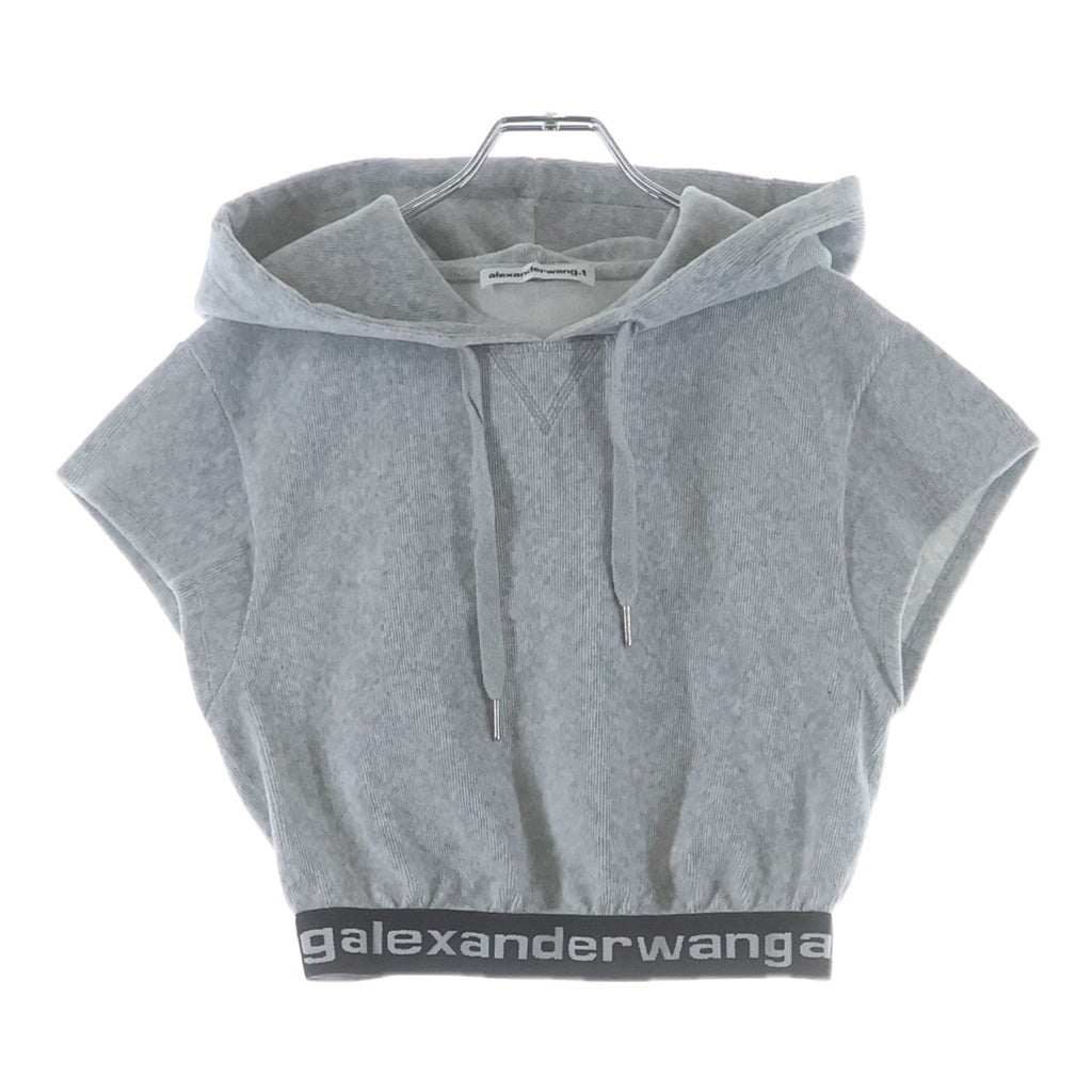 ALEXANDER WANG(アレキサンダーワン) Cropped Corduroy Hoodie クロップド コーデュロイプルオーバーパーカー フーディー グレー レディース